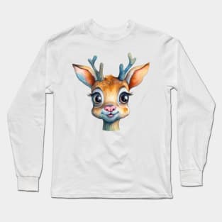 Deer Watercolor Long Sleeve T-Shirt